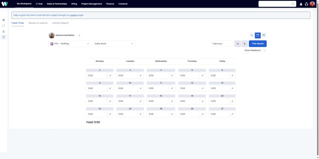 Calendar view